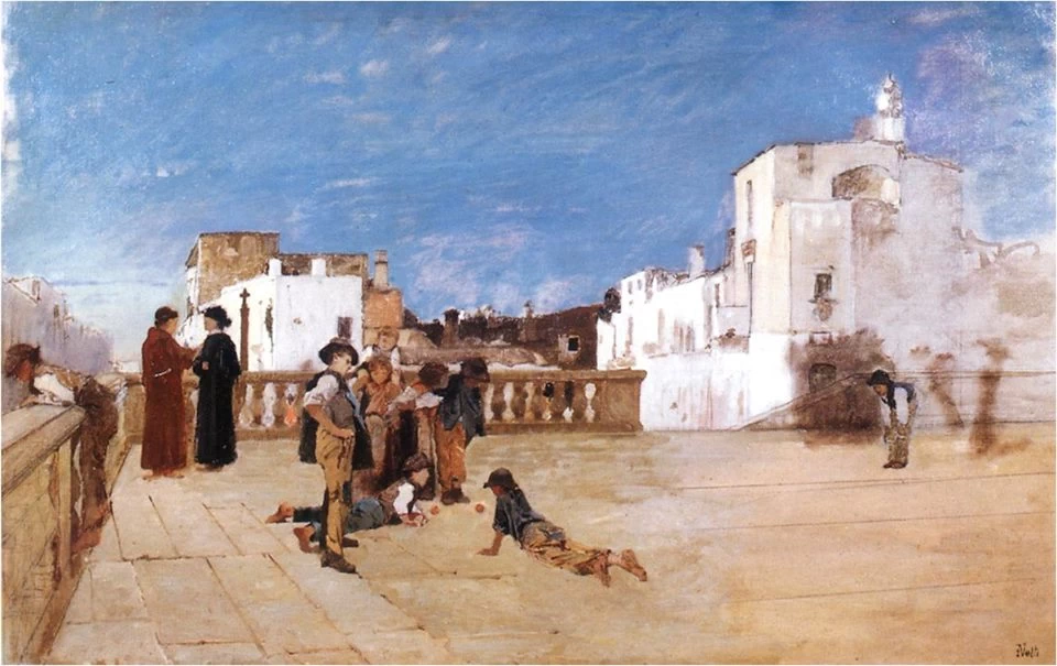 Sul sagrato della chiesa